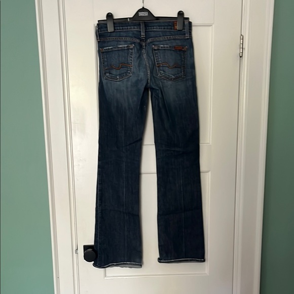 7 For All Mankind Dark Blue Low Rise Boot Cut Jeans - Picture 4 of 8